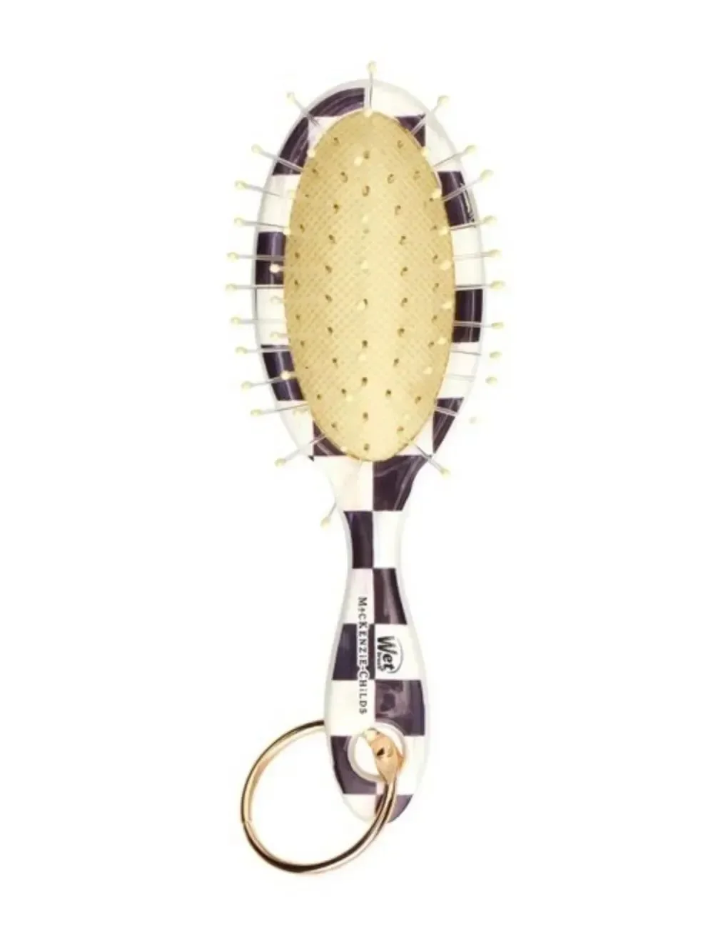Wet brush x Mackenzie-Childs Keychain Detangler Brush White Black Courtly Check